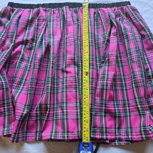 HDE Plus Size Pink Plaid Skirt - Picture 3 of 4